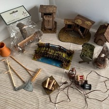 Krippenzubehör Hasenstall Brücke Hundehütte Toihaus Trog Brunnen 3 Lampen u.a.