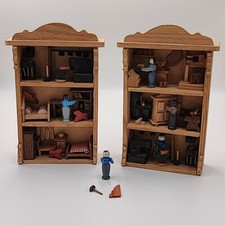 2 x Graupner Vintage Erzgebirge Miniaturen dreistöckiges Diorama Holz Bücherregal