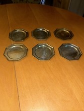 Vintage 6x Tassen Untersetzer 6er-Set Metall silberfarben ,Metalluntersetzer