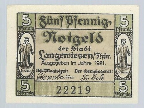 Notgeld langewiesen stadt - notgeld,