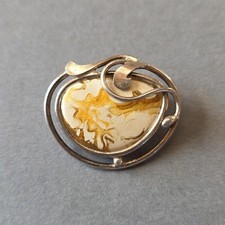 Silber Bernstein Brosche