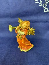 Holzfigur Engel mit Trompete Südtirol 11 cm holz geschnitzt bemalt