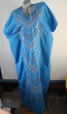 Karneval Kostüm Kaftan Orient Kleid blau mit Stickerei kurzarm Gr. XL . . . D