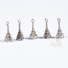 5x Anhänger Eiffelturm Paris 3D Charm silber Wahrzeichen GlitzerInsel 00153a