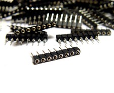 100x Buchsen-Leiste, 8 Pins im RM 2.54, vergoldete Kontakte, 0.6 mm, IC Fassung