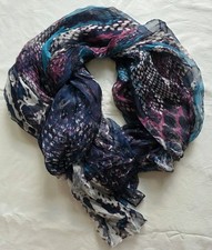 Lange Leichte Schal / Loop Marine Blau m. Schlangenmuster TCM / TCHIBO Crash NEU