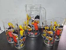 Set Haribo 1 Karaffe und 6 Gläser Vintage Rarität Goldbär Gummibärchen ca 21 cm