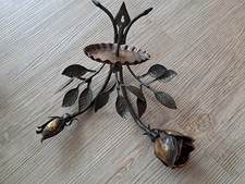 Wand-Kerzen-Halter Schmiedeeisen offene Rose rechts Handarbeit  60/70-er VINTAGE