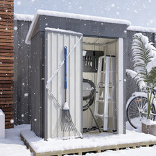 Metall Geräteschuppen Gerätehaus mit Pultdach Schuppen 1m²  Grau