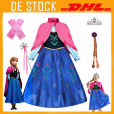 Kinder Mädchen Elsa Anna Prinzessin Kleider Kostüm Fasching Partykleider-Cosplay