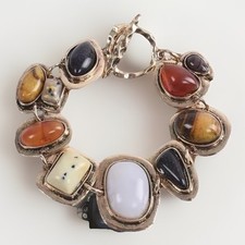 UNREGELMÄSSIGES NATURSTEIN ARMBAND KNEBELVERSCHLUSS  ZINKLEGIERUNG GLÜCKSARMBAND