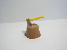Playmobil Ersatz: Holzklotz mit Axt / Beil aus 4207 Forsthaus 4212 Hänsel +  (F)