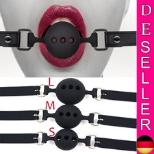 3 Größen Silikon Mouth Gag Knebel Mit Luftlöchern Ballknebel Mundknebel Schwarz