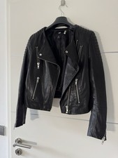 Schwarze Echtleder Biker Jacke