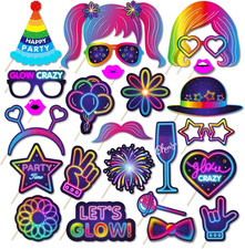 Neon Party Foto Requisiten Set Foto Box Zubehör Geburtstag Deko