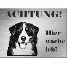 Berner Sennenhund - Schild bedruckt - Edelstahl Look - Hund - Spruch - Warnung