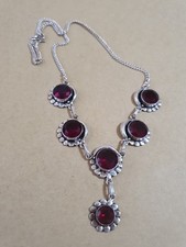 Granat Edelstein Kette Collier  46cm Rot  925 Silber 