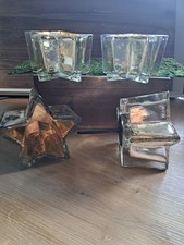 massive, schwere Teelichthalter in Bauernsilber, Sternenform wie neu von Loberon