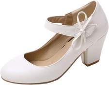 EUR 36 Mary Jane Riemchen Pumps High Heels Blockabsatz Rockabilly Chunky Heels