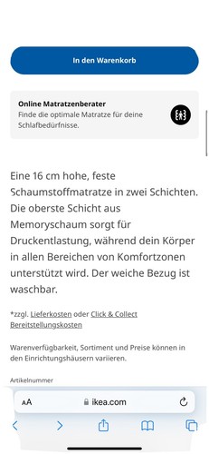 Matratze 160 200 - matratze,