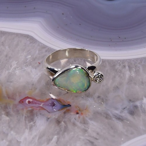 Edel opal ring - opal, silber