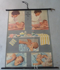 2 x Lehrkarten Medizin -- Rollkarten DIN A0 -- Antik -- Säuglinge und Kinder