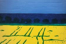 Farb-Linolschnitt „Rapsfeld