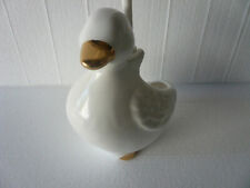 WC-Bürstengarnitur aus Keramik in Form einer Ente Dekor weiß mit goldstaffage