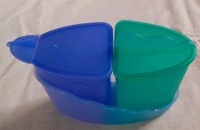 Tupperware Junge Welle Zuckerdose Milchkännchen Schiffchen blau/grün Tupperset