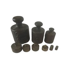 9 ALTE ANTIKE Marktgewichte Waage Gewichte 2 Kg 1 kg 500 g 50g