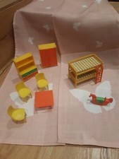 10 tlg.Doppelstockbett. Kinderzimmer.Pferd. Tisch. DDR. Puppenhaus Puppenstube