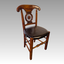 Antiker Biedermeier Stuhl Bürostuhl Mahagoni neu gepolstert um 1860