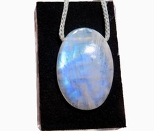 Mondstein blau Cabochon Anhänger quer gebohrt Nr. 5155