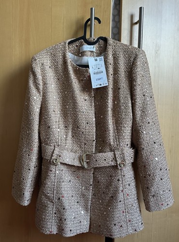 Zara damen tweedjacke beige - zara,