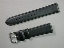 echt Leder Uhrenarmband Schwarz Seidenmatt 20mm stabile Edelstahlschliesse 7850