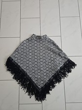Poncho Cape grau schwarz mit