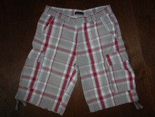 coole karierte Cargo Hose Short Bermuda Gr. 32 M rot grau weiß John Devin