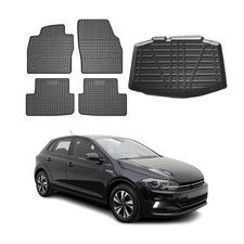 Fußmatten & Kofferraumwanne Set für VW Polo 2017-2025 Schrägheck Gummi TPE 5x