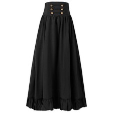Damen Cosplay Mittelalterliches Kostüm Maxi Faltenrock Gothic  Großer Swing Rock