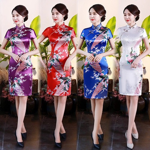Kunstseide satin qipao - satin,