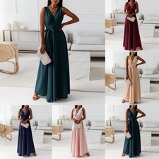 V Ausschnitt Maxi Kleid Langes