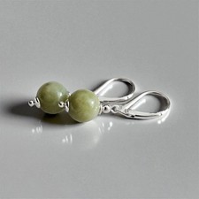 925 Sterling Silber Ohrringe Serpentin I handgefertigt I Edelstein, 925er Silber