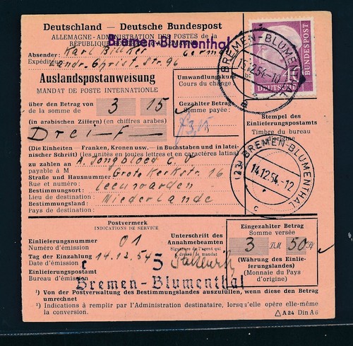 114125 auslandspostanweisung - 114125),