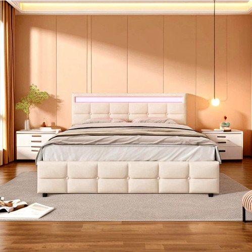Schubladenbett 180x200 beige - 180x200,
