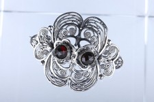 835er Granat Silberbrosche