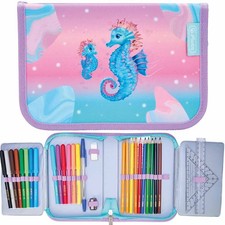 Herlitz Schüleretui Ocean Lights Federmappe Federtasche Seepferdchen gefüllt