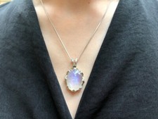 Loveing Regenbogen Mondstein Edelstein 925 Sterlingsilber Handmade Anhänger S-41