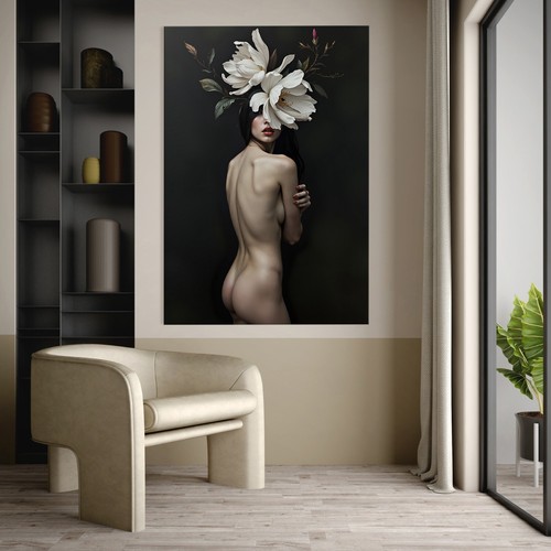 Erotische frau mit - frau, blumen