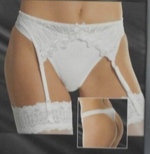 String Panty Set 3 Teile mit Strumpfhalter Strapse schwarz weiß