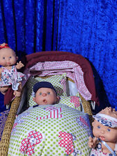 DDR Tier Motiv kariert - 4-tlg. - Kissen Set - Puppenbett Puppenwagen Garnitur